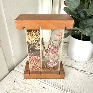 Vintage Acrylic Butterfly & Seed Decor Wood Dried Seed Handmade Shadowbox Boho